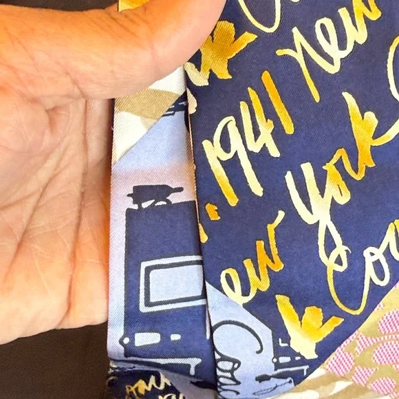 Coach Silk Skinny Scarf  – Multicolor Patchwork Print NWOT - Picture 3 of 12